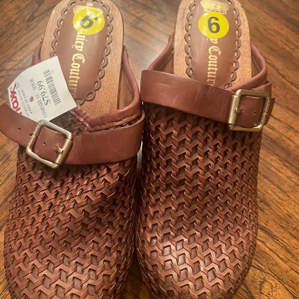 NWT Brown Woven Leather Clogs Size 9